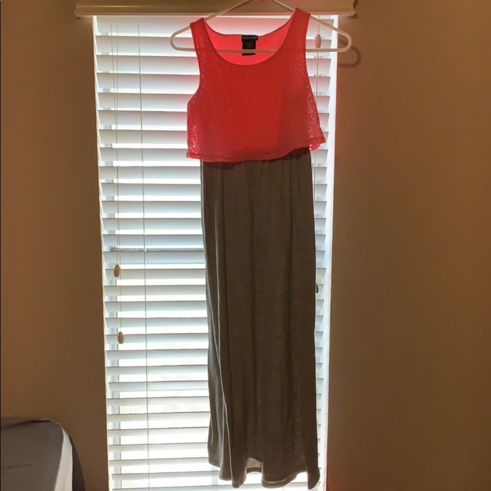 Pink and gray long dress